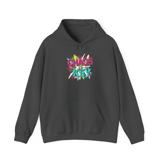 Chaos Key Hoodie — Retro Neon Graphic Pullover