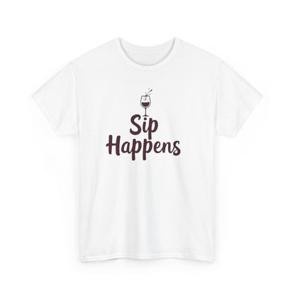 Sip Happens Unisex Heavy Cotton Tee - Funny Graphic Shirt, Casual Wear, Gift for Coffee Lovers, Everyday Comfort, Birthday Party T-Shirt - Psychonaut Swag