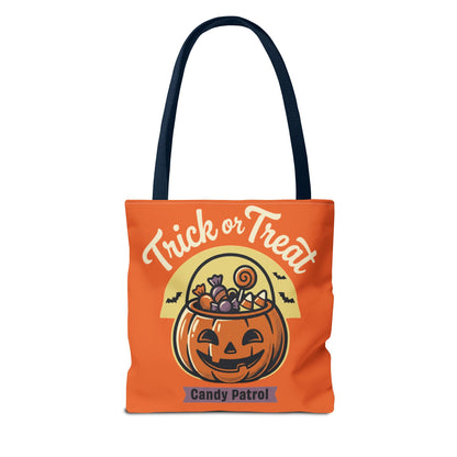 Halloween Trick or Treat Tote Bag — "Candy Patrol" Pumpkin Candy Bucket Design