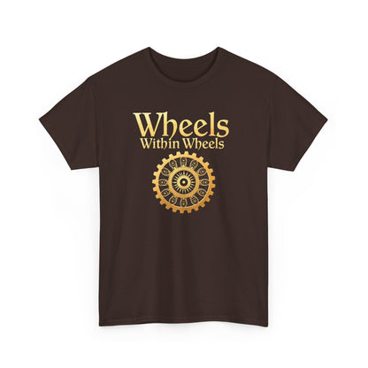 Wheels within wheels, Unisex Heavy Cotton Tee, Casual Wear, Gift for Cyclists, Graphic T-Shirt, Birthday Gift, Summer Style - Psychonaut Swag