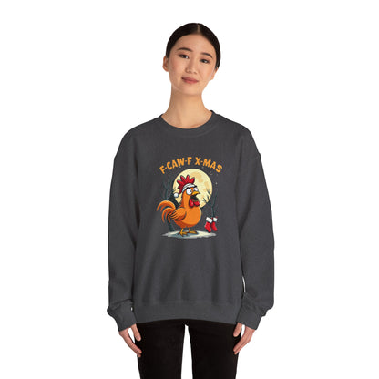 Christmas Rooster Sweatshirt - "F-CAW-F X-MAS" Funny Holiday Crewneck