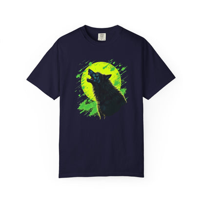 Wolf Howl T-Shirt — Neon Moon Graphic Tee for Nature Lovers