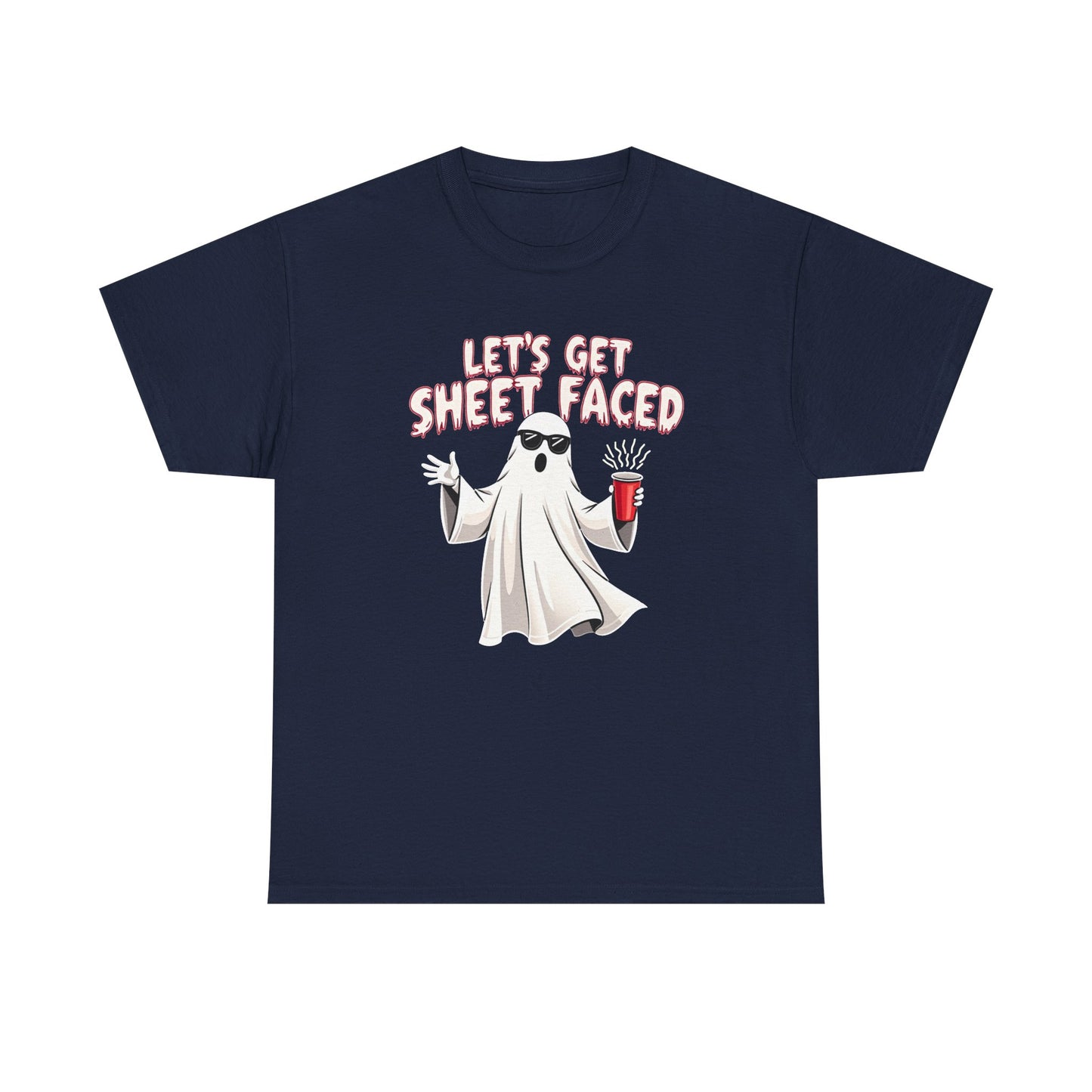 Let's Get Sheet Faced Ghost T‑Shirt — Funny Halloween Party Tee