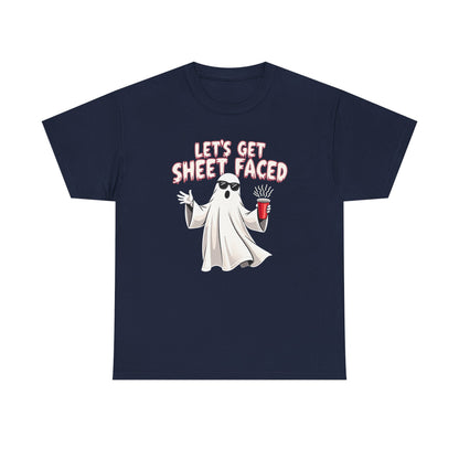 Let's Get Sheet Faced Ghost T‑Shirt — Funny Halloween Party Tee