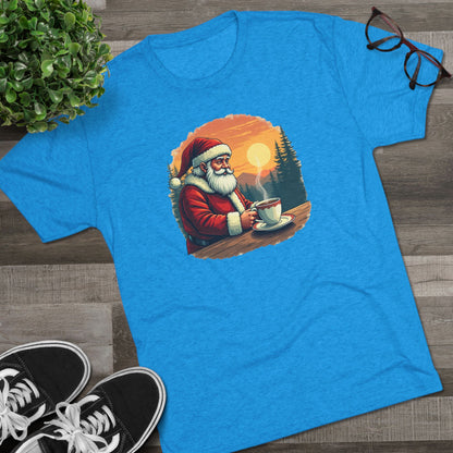 Santa Coffee Tee — Vintage Holiday Santa Drinking Coffee T-Shirt