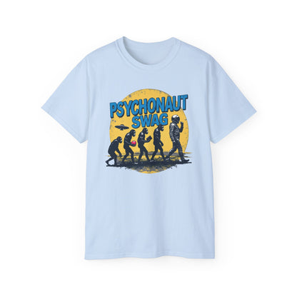 Psychonaut Evolution of Man Sunset, Unisex Tee, Retro Graphic T-Shirt, Music Festival Attire, Gift for Gamers, Casual Streetwear - Psychonaut Swag