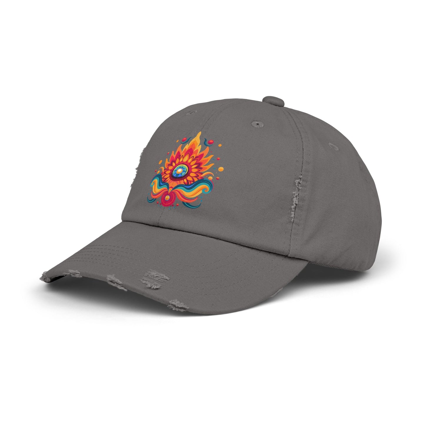 Eternal Psychedelic Flame Distressed Cap — Exploring Love Vintage Hat