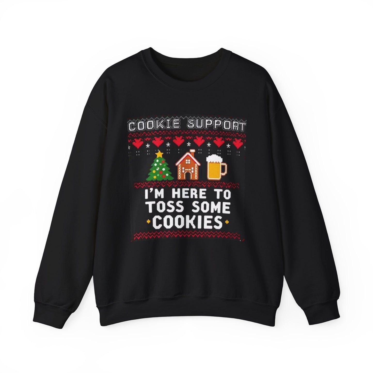 Cookie Support Sweatshirt — "I'm Here to Toss Some Cookies" Ugly Christmas Sweater