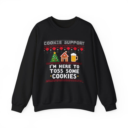 Cookie Support Sweatshirt — "I'm Here to Toss Some Cookies" Ugly Christmas Sweater