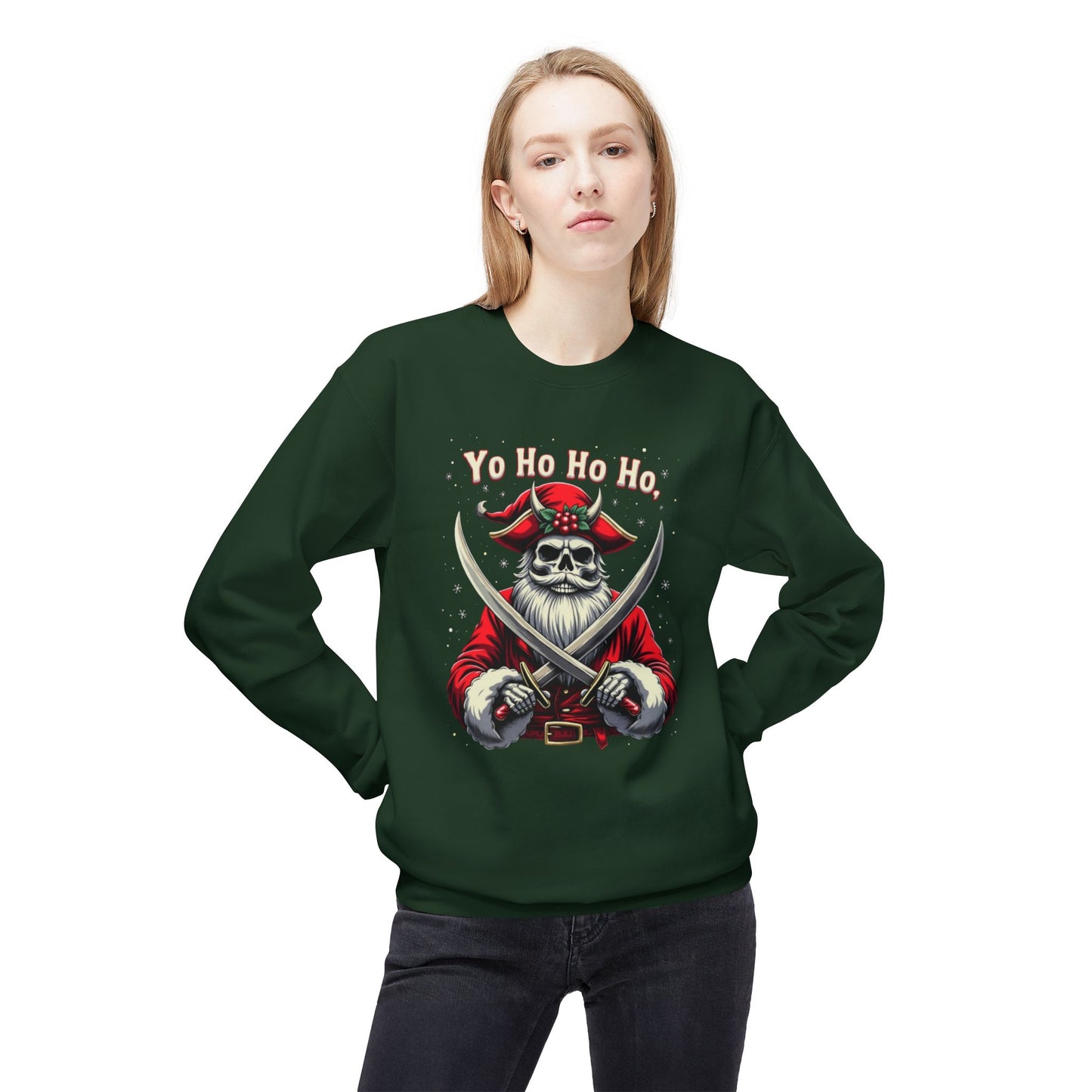 Pirate Christmas, Shiver Season, Unisex Midweight Softstyle Fleece Crewneck Sweatshirt