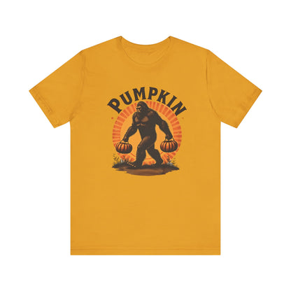 Pumpkin Bigfoot T-Shirt – Unisex Harvest Tee for Fall, Halloween, Autumn Celebrations, Gift for Nature Lovers, Casual Wear
