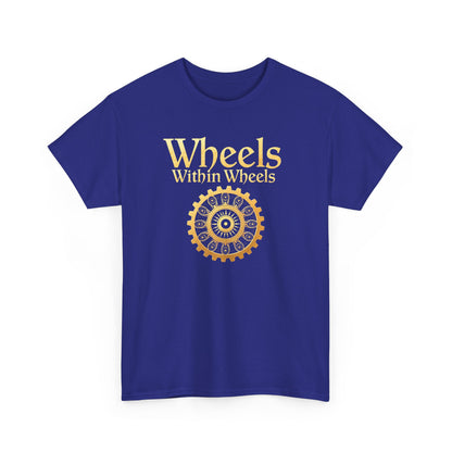 Wheels within wheels, Unisex Heavy Cotton Tee, Casual Wear, Gift for Cyclists, Graphic T-Shirt, Birthday Gift, Summer Style - Psychonaut Swag