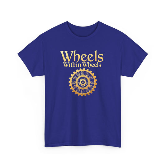 Wheels within wheels, Unisex Heavy Cotton Tee, Casual Wear, Gift for Cyclists, Graphic T-Shirt, Birthday Gift, Summer Style - Psychonaut Swag
