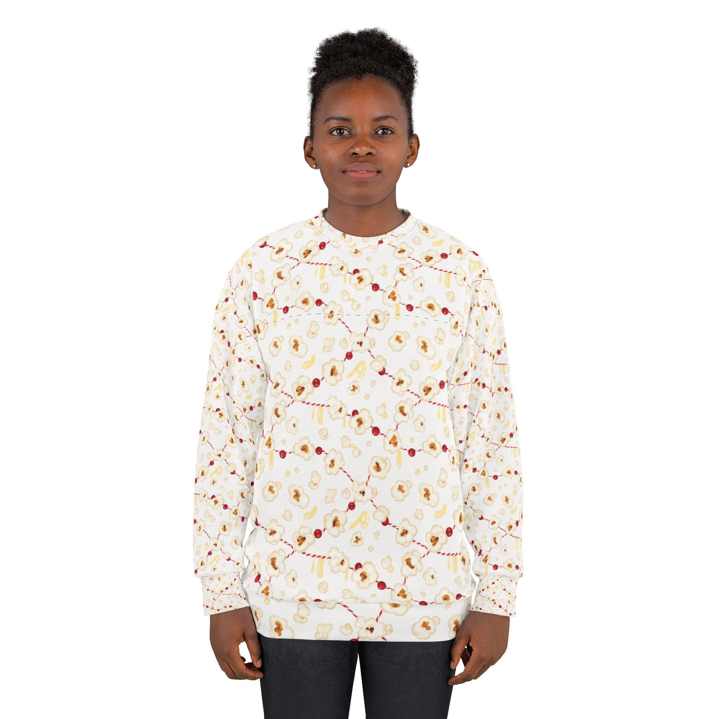 Popcorn Garland Ugly Sweater, String Light Pattern Sweatshirt