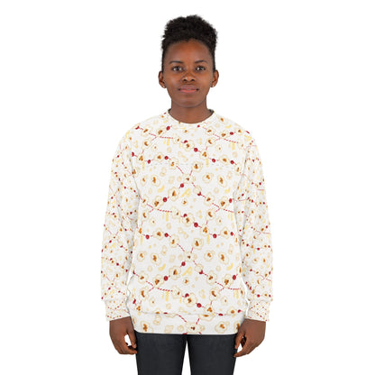 Popcorn Garland Ugly Sweater, String Light Pattern Sweatshirt