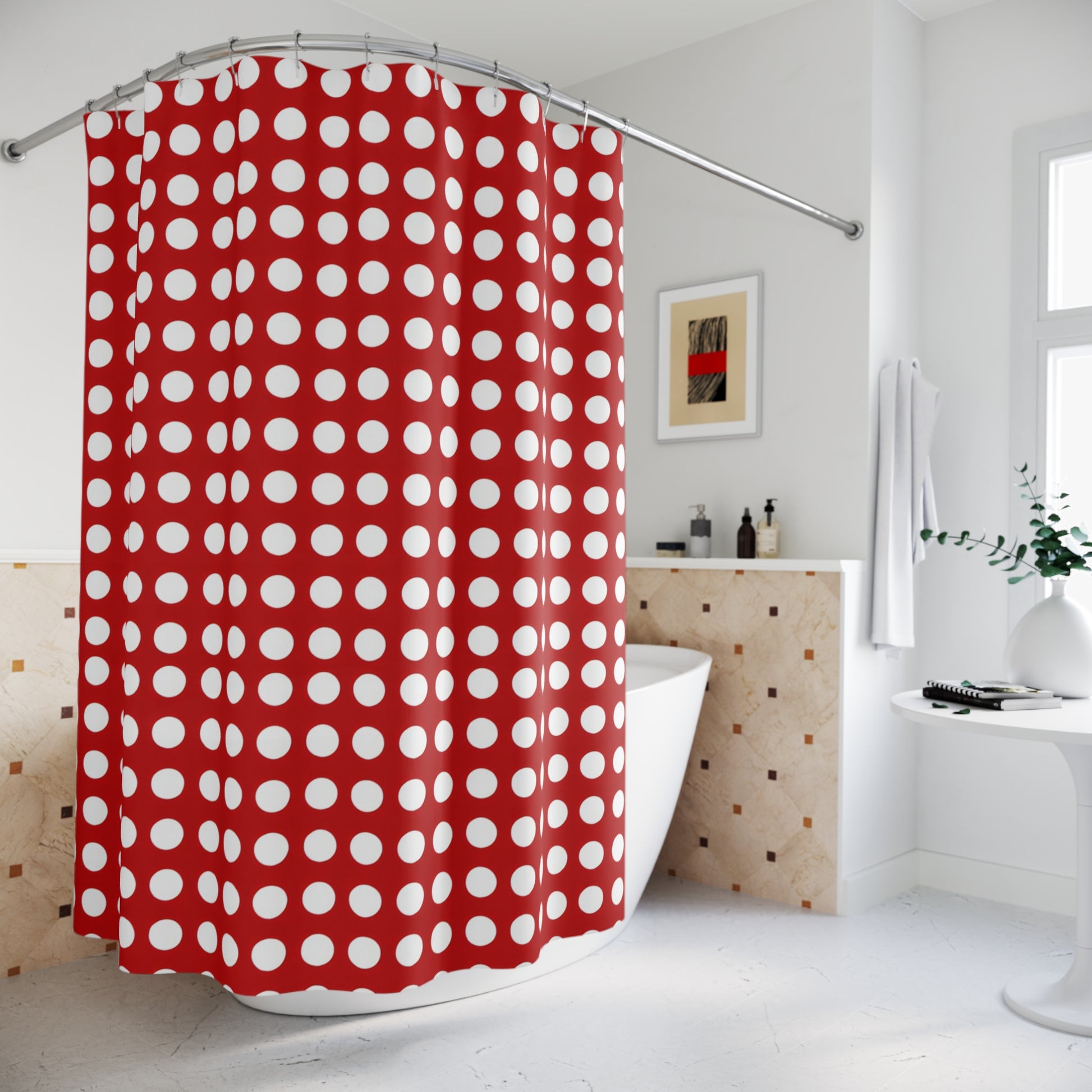 Retro Polka Dot Shower Curtain - Retro 80's Movie Referance - Psychonaut Swag