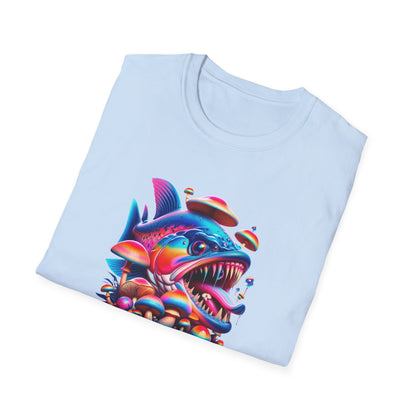 Piranha with Shrooms, Unisex Softstyle T-Shirt - Psychonaut Swag