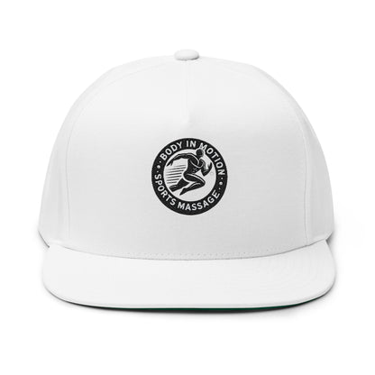 Sports Massage, Embroidered Flat Bill Cap — 'Body in Motion Sports Massage' Logo Snapback