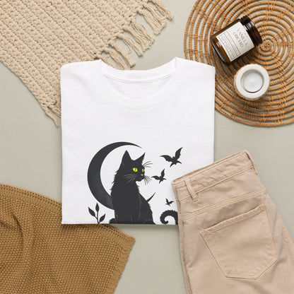 Black Cat Moon T‑Shirt — Gothic Cat Silhouette Tee