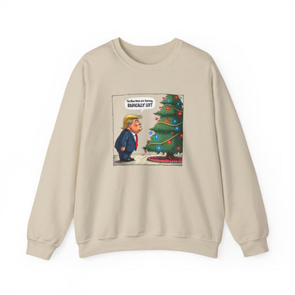 Political Christmas Tree Sweatshirt — "Radically Lit" Holiday Cartoon Crewneck