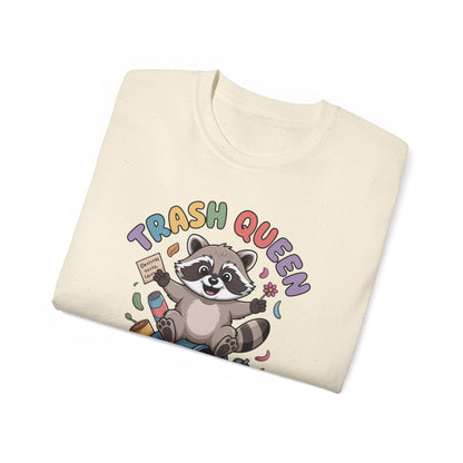 Trash Queen T‑Shirt — Cute Raccoon Recycling Humor Tee