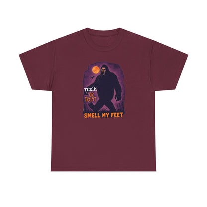 Halloween Bigfoot Tee, Unisex Cotton T-Shirt, Trick or Treat Shirt, Smell My Feet Design, Funny Halloween Apparel