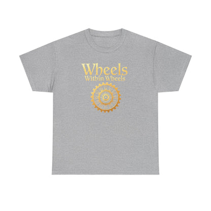 Wheels within wheels, Unisex Heavy Cotton Tee, Casual Wear, Gift for Cyclists, Graphic T-Shirt, Birthday Gift, Summer Style - Psychonaut Swag