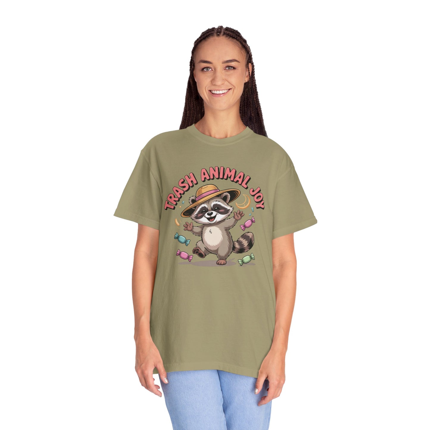Trash Animal Joy Raccoon T-Shirt — Cute Candy-Loving Graphic Tee