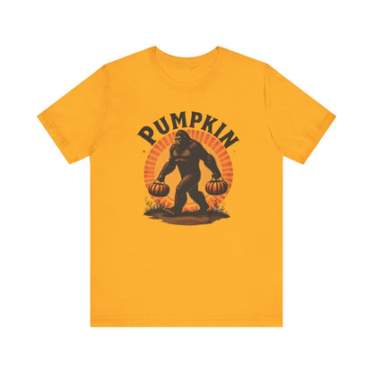 Pumpkin Bigfoot T-Shirt – Unisex Harvest Tee for Fall, Halloween, Autumn Celebrations, Gift for Nature Lovers, Casual Wear