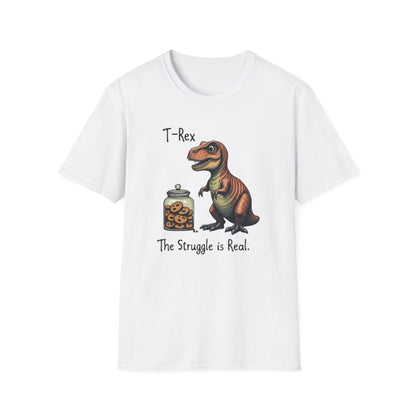 Funny T-Rex, The Struggle is real, T-Shirt, Dinosaur Gift, Unisex Apparel, Quirky Graphic Tee, Perfect for Birthdays and Parties - Psychonaut Swag