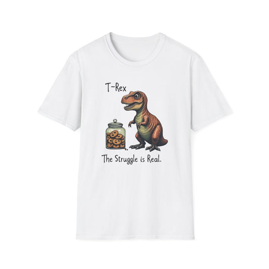 Funny T-Rex, The Struggle is real, T-Shirt, Dinosaur Gift, Unisex Apparel, Quirky Graphic Tee, Perfect for Birthdays and Parties - Psychonaut Swag