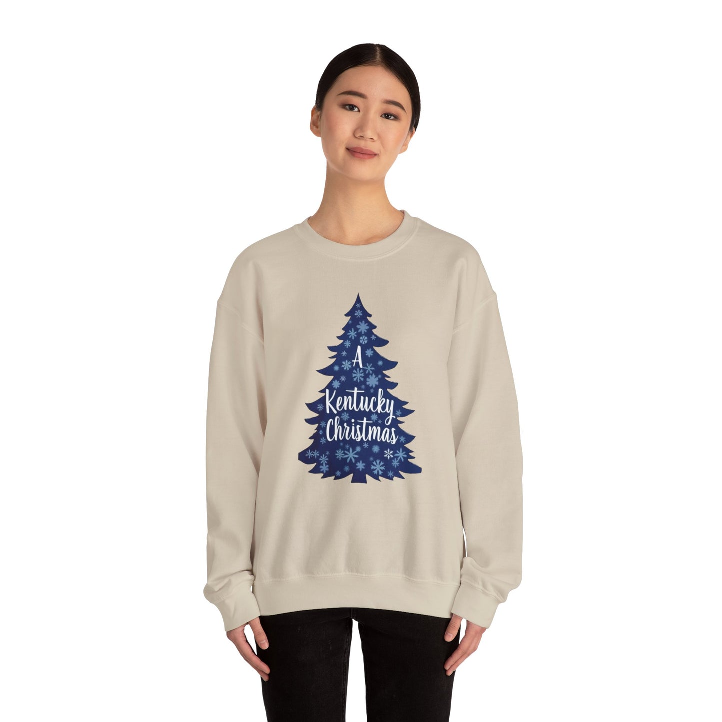 Kentucky Christmas Sweatshirt — Blue Plaid Tree Holiday Crewneck