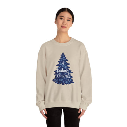Kentucky Christmas Sweatshirt — Blue Plaid Tree Holiday Crewneck