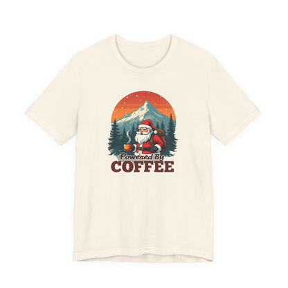 Coffee-Powered Santa T-Shirt — "Powered by Coffee" Holiday Tee