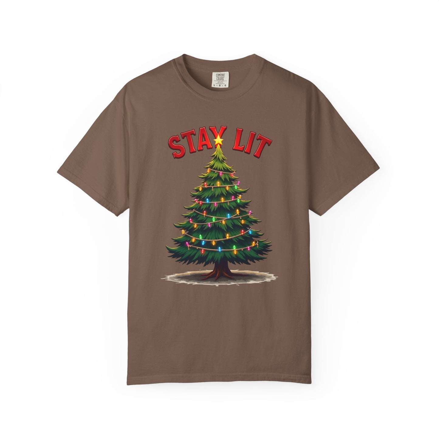 Stay Lit Christmas T-Shirt — Festive Holiday Tree Graphic Tee