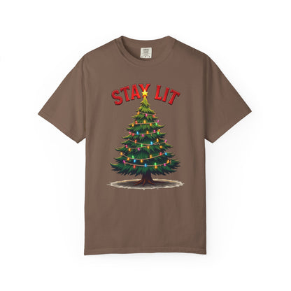 Stay Lit Christmas T-Shirt — Festive Holiday Tree Graphic Tee