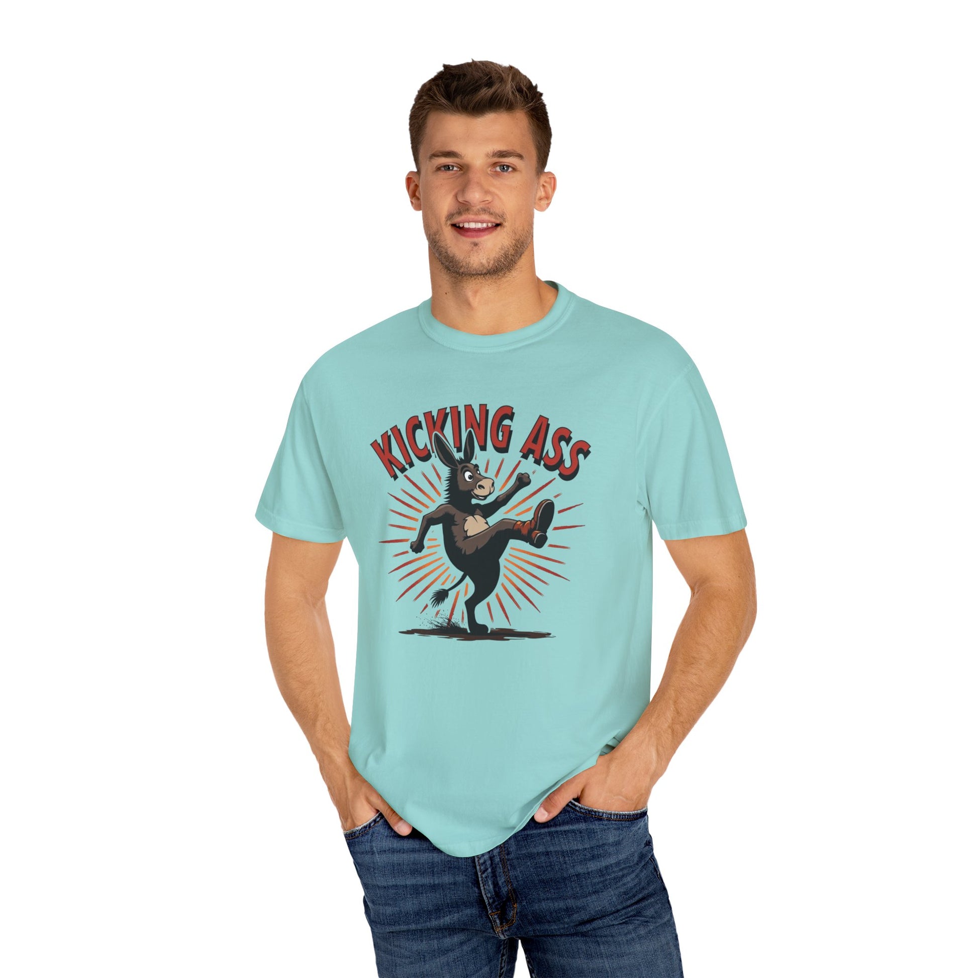 Kicking Donkey, Unisex T-Shirt | Funny Graphic Tee, Casual Wear, Humor Gift, Birthday Surprise, Motivational Apparel - Psychonaut Swag