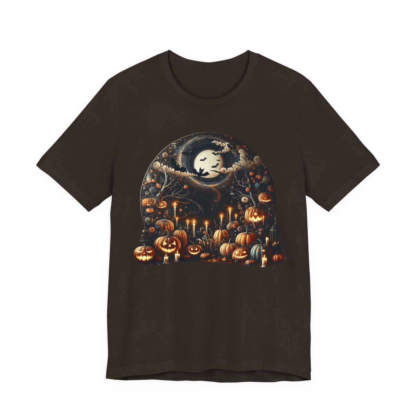 Halloween Pumpkin mural, Short Sleeve Tee, Spooky Tee, Unisex Halloween Shirt, Autumn T-shirt, Harvest Festival Shirt, Trick or Treat Shirt, [...]