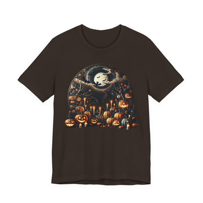 Halloween Pumpkin mural, Short Sleeve Tee, Spooky Tee, Unisex Halloween Shirt, Autumn T-shirt, Harvest Festival Shirt, Trick or Treat Shirt, [...]
