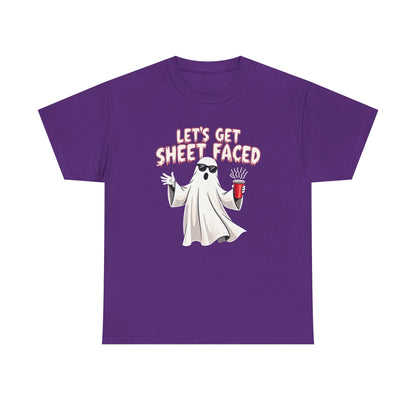 Let's Get Sheet Faced Ghost T‑Shirt — Funny Halloween Party Tee