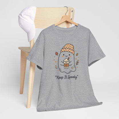 Keep It Spooky Ghost Tee — Cute Fall Halloween Shirt with Pumpkin Latte