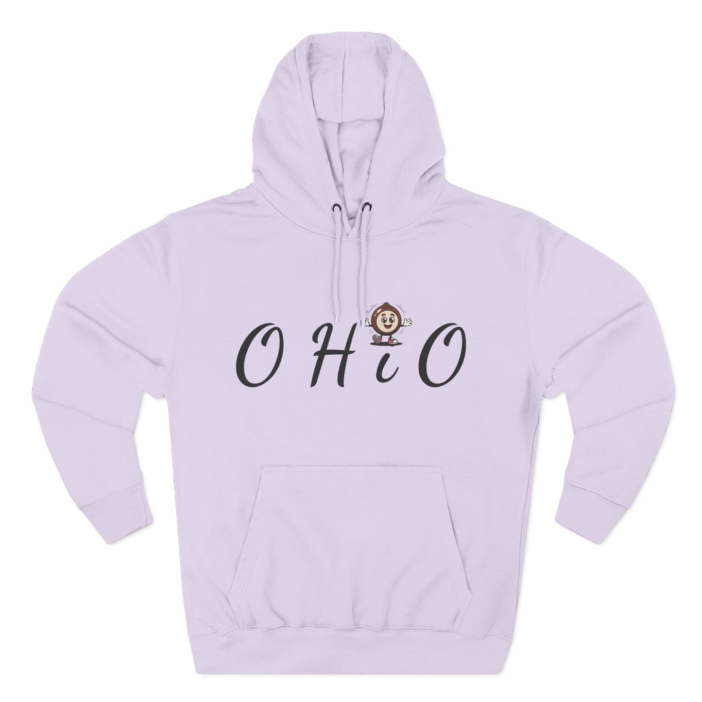 Ohio Script Hoodie with Cute Buckeye Mascot