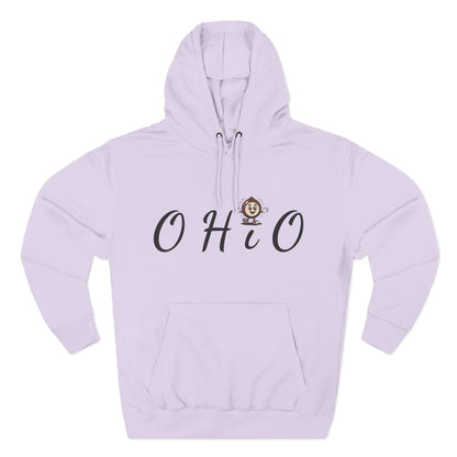 Ohio Script Hoodie with Cute Buckeye Mascot