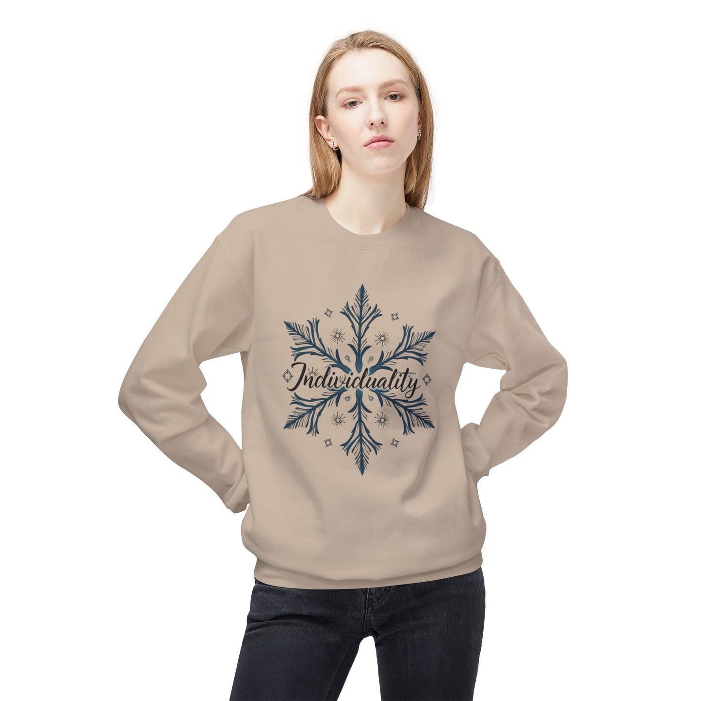 Individuality Crewneck Sweatshirt — Floral Snowflake Graphic