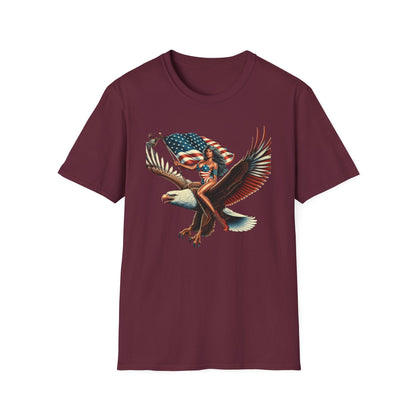 Patriot Riding Eagle, Graphic Tee - Unisex T-Shirt, Eagle Design, 4th of July Shirt, Independence Day Apparel, Festival Wear, Gift for Patriots - Psychonaut Swag