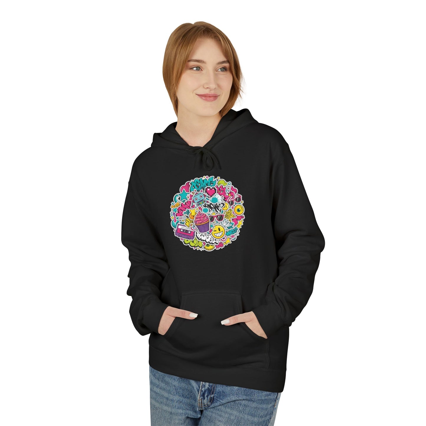 Colorful Retro Doodles Graphic Pullover