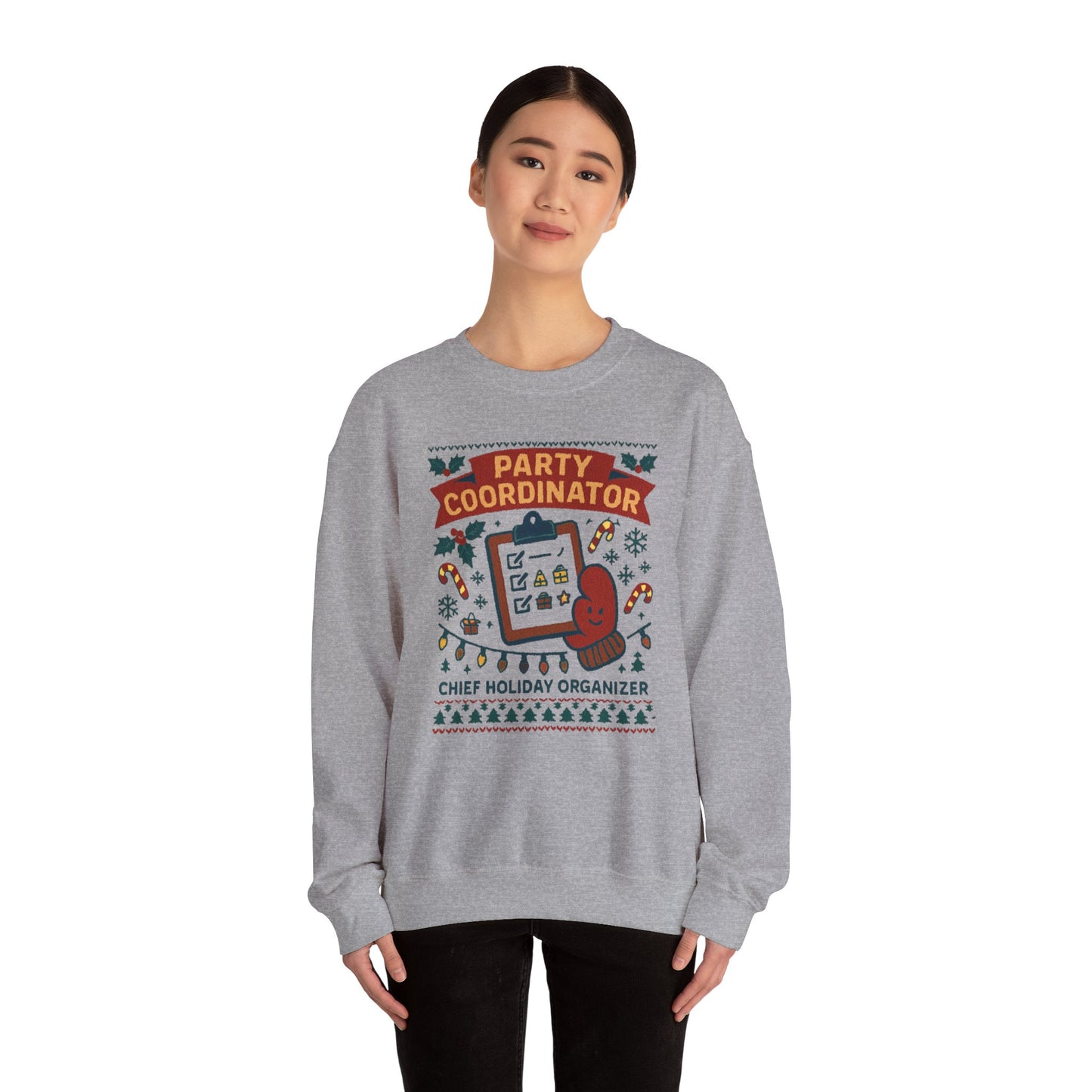 Holiday Party Coordinator Sweatshirt — “Chief Holiday Organizer” Christmas Crewneck
