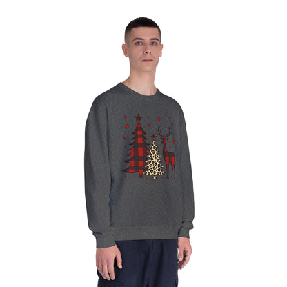 Christmas Buffalo Plaid Trees & Reindeer Crewneck Sweatshirt