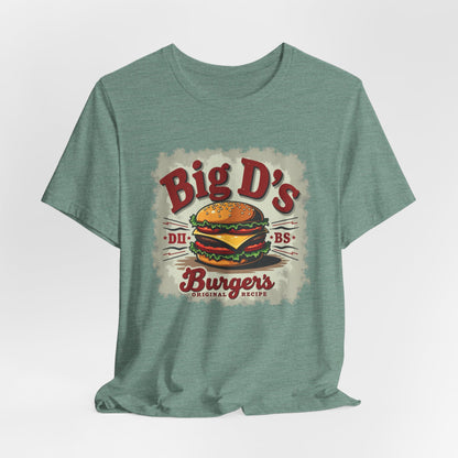 Big D's Burgers Unisex Jersey Tee - Fun Foodie Shirt, Casual Wear, Burger Lover Gift, Retro Fast Food T-Shirt, Summer BBQ Fashion - Psychonaut Swag