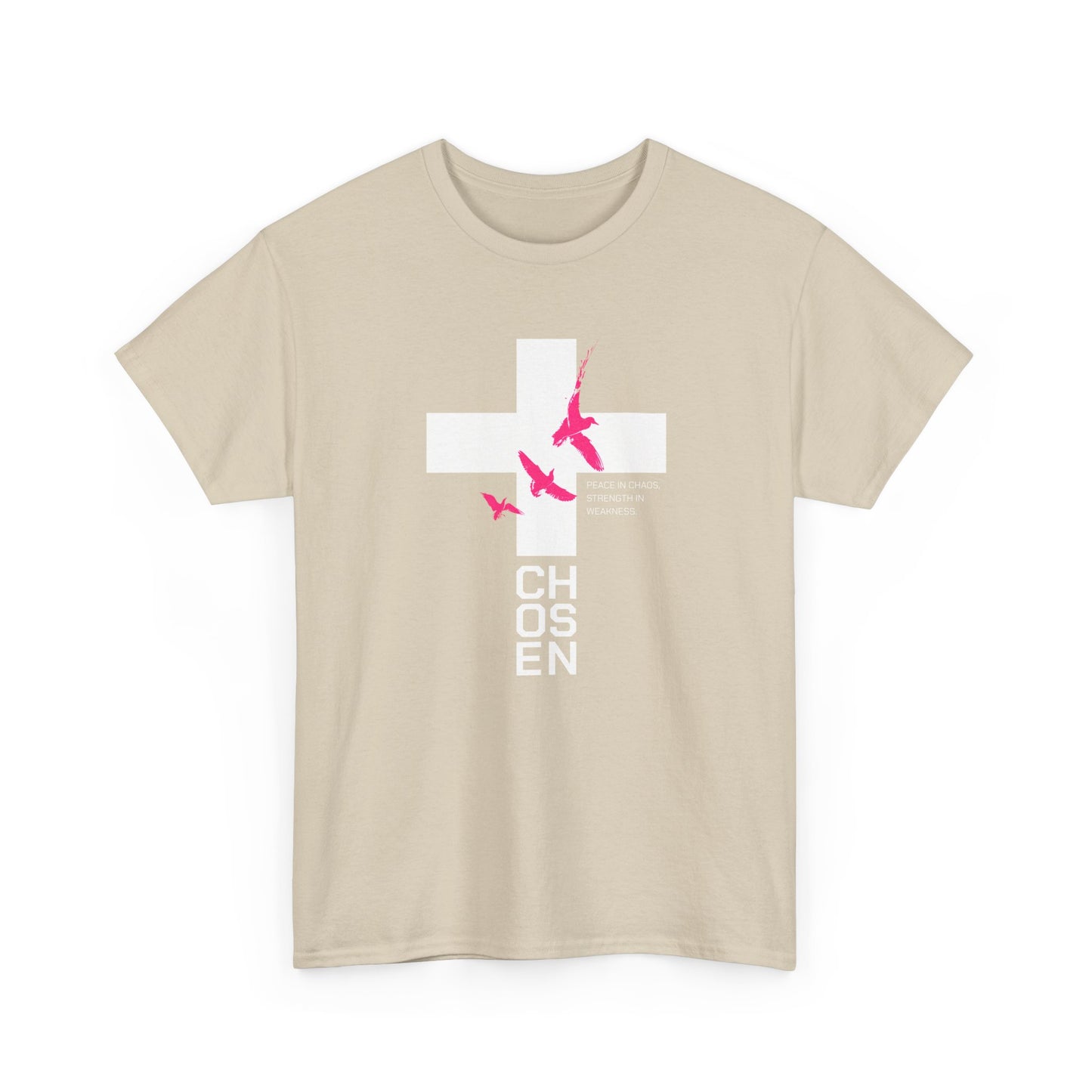 Chosen Cross T-Shirt — Bold Faith Graphic Tee with Pink Birds